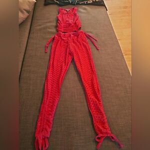Red athletic jumpsuit